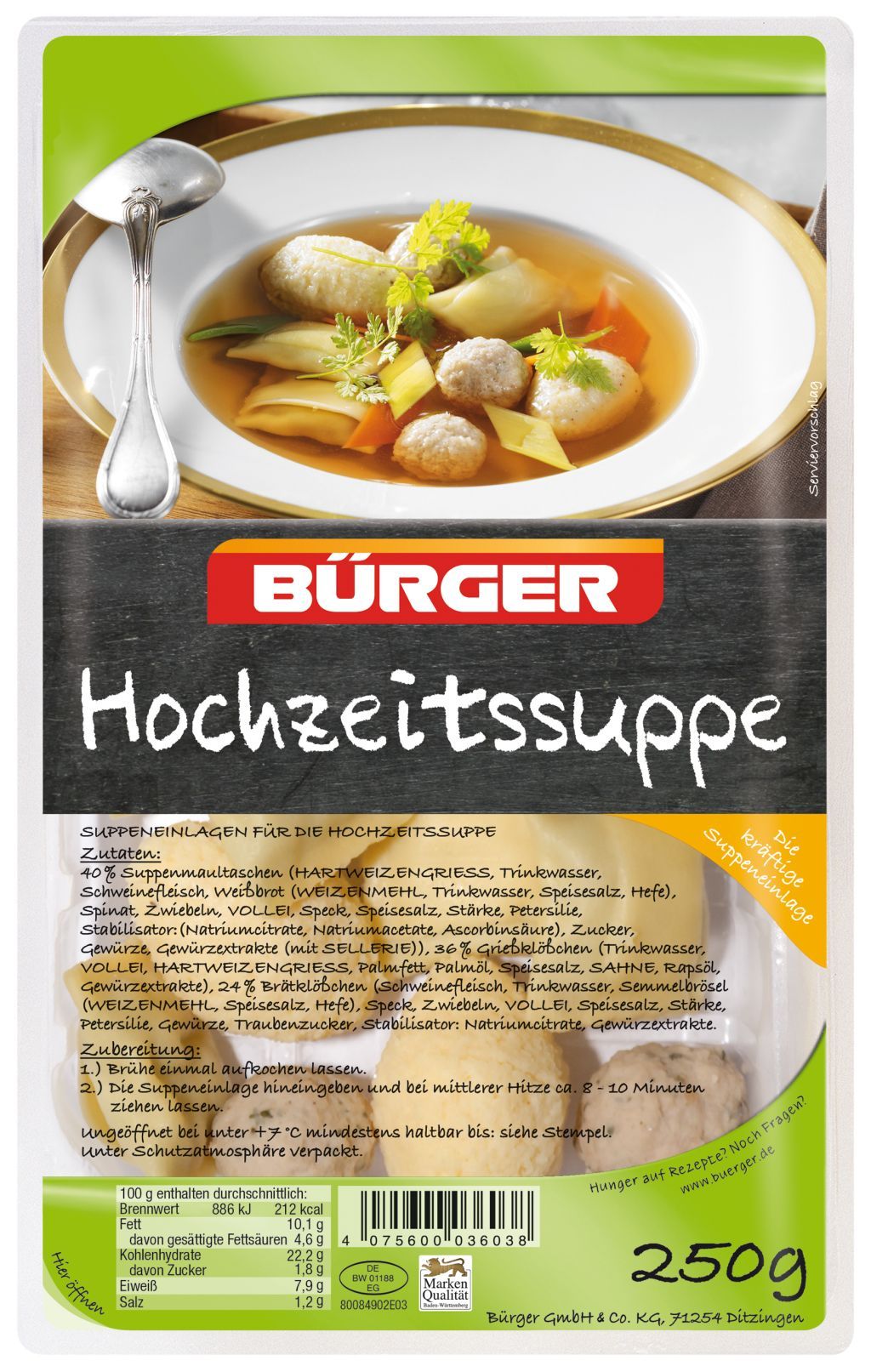 Hochzeitssuppe 250g (250 Gramm) BÜRGER GmbH & Co. KG ...
