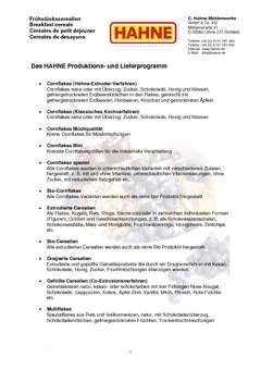 HAHNE Produktions- und Lieferprogramm
