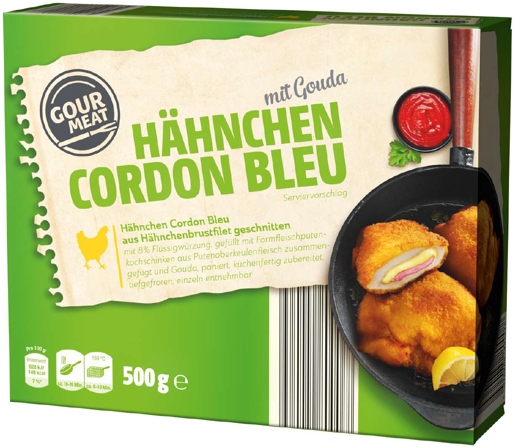 Hähnchen Cordon Bleu (500 Gramm) Plukon GmbH Huhn - verarbeitet  Lebensmittel / Getränke / Tabakwaren Fleisch / Wurst / Geflügel Fleisch und  Geflügel - verarbeitet · mynetfair