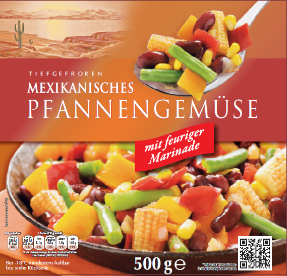 Mexikanisches Pfannengemüse (500 Gramm) Jütro Tiefkühlkost