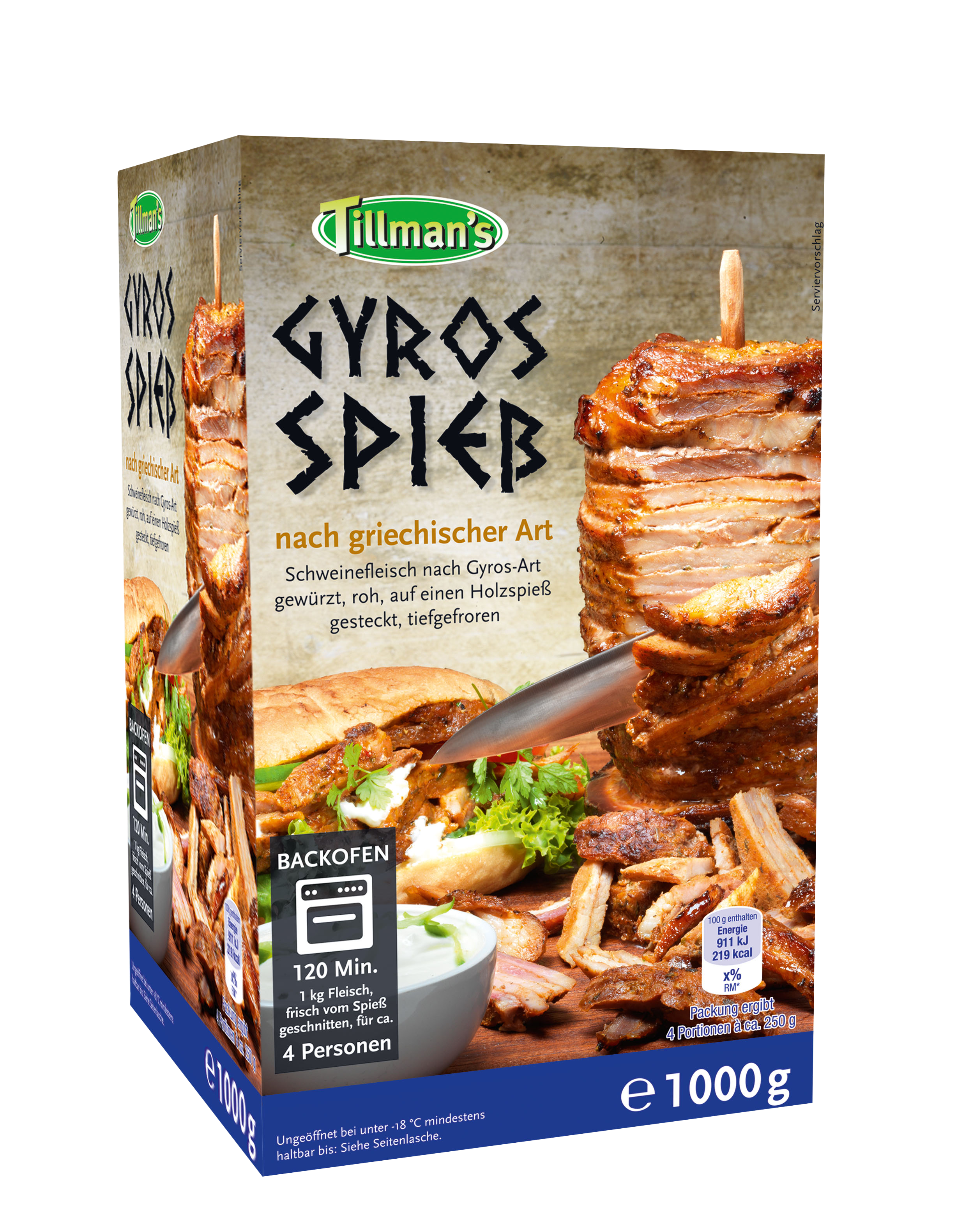 Convenience (1000 · grams) Prepared/Processed Prepared/Processed Tillman\'s Gyros-Spieß - Food / Tobacco Meat/Poultry/Sausages Meat/Poultry Beverage Pork / - mynetfair GmbH