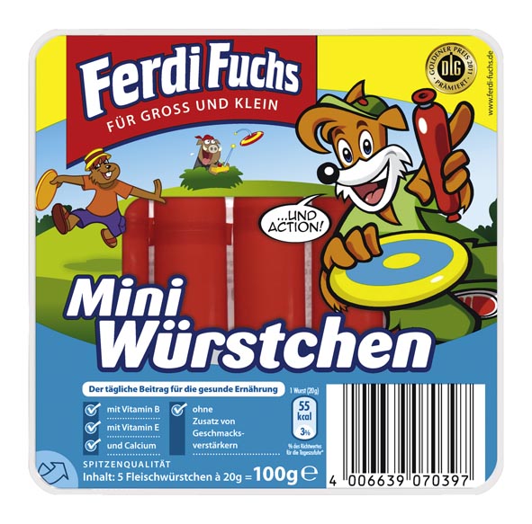 Ferdi Fuchs Mini Wurstchen 5 X g 5 X Grams Westfalische Fleischwarenfabrik Stockmeyer Gmbh Pork Sausages Prepared Processed Food Beverage Tobacco Meat Poultry Sausages Meat Poultry Sausages Prepared Processed Mynetfair