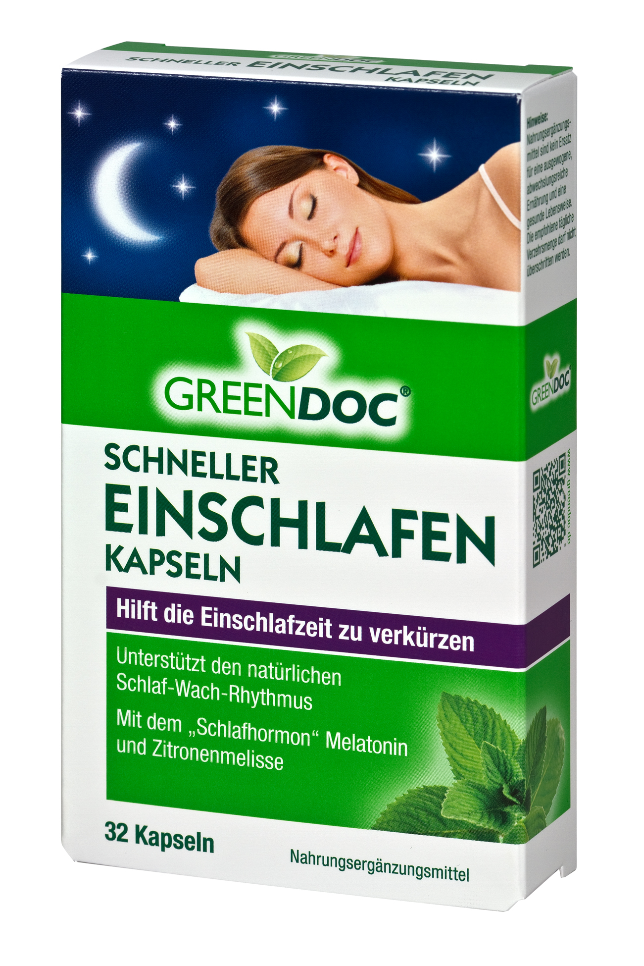 Melatonin Dm . GreenDoc® Schneller Einschlafen Kapseln (32 Tablette ...