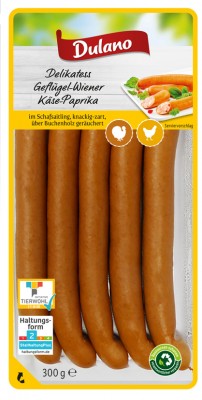 Dulano (Lidl) · Geflügel-Wiener Käse-Paprika Geflügelwurst / / Lebensmittel · / GmbH (300 Tabakwaren Wurst Wurstwaren Fleisch mynetfair Höhenrainer / Delikatessen Getränke Geflügel Gramm)